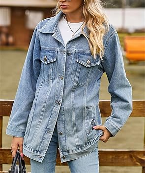 Women's Oversized Denim Jacket Long Jean Jacket, Boyfriend